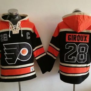 Stylish Flyers #28 Claude Giroux Black Sawyer Hooded Sweatshirt Stitched NHL Jersey perfect for game days