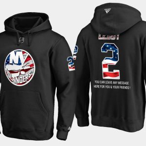 Gorgeous Islanders #2 Nick Leddy NHL Banner Wave Usa Flag Black Hoodie for ultimate sports enthusiasts