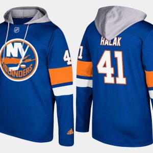 Stunning Islanders #41 Jaroslav Halak Blue Name And Number Hoodie to show your team spirit