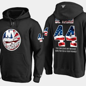 Fantastic Islanders #44 Calvin De Haan NHL Banner Wave Usa Flag Black Hoodie for die - hard hockey fans