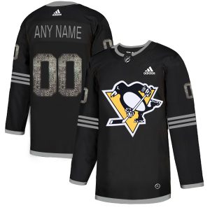 Stunning Men's Adidas Penguins Personalized Authentic Black Classic NHL Jersey perfect for game days