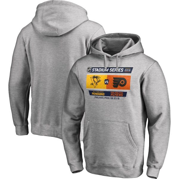 Impressive Men's Pittsburgh Penguins vs. Philadelphia Flyers Heather Gray 2019 Stadium Series Matchup Pullover Hoodie to stand out at the arena