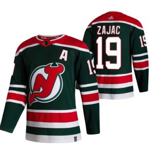 Sleek New Jersey Devils #19 Travis Zajac Green Men's Adidas 2020 21 Reverse Retro Alternate NHL Jersey perfect for game days