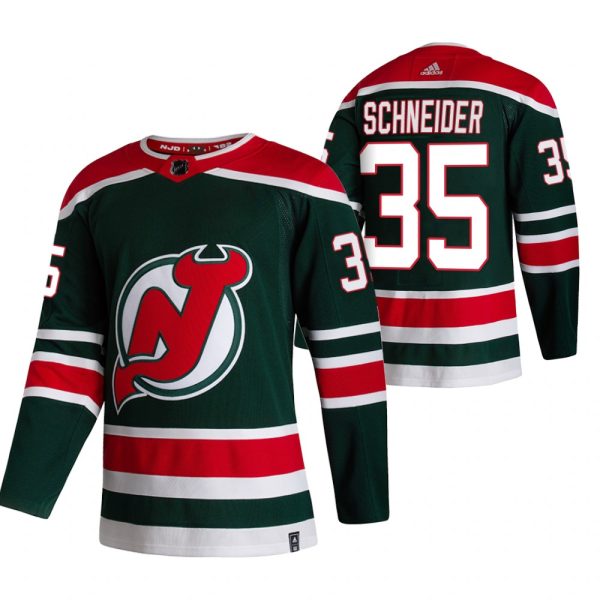 Sleek New Jersey Devils #35 Corey Schneider Green Men's Adidas 2020 21 Reverse Retro Alternate NHL Jersey to stand out at the arena