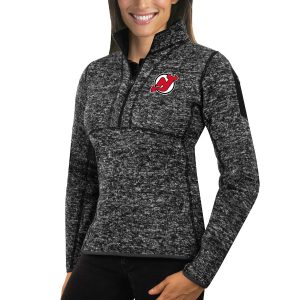 Fantastic New Jersey Devils Antigua Women's Fortune 1/2 Zip Pullover Sweater Charcoal to show your team spirit