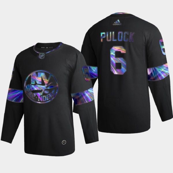 Stylish New York Islanders #6 Ryan Pulock Men's Nike Iridescent Holographic Collection NHL Jersey Black to show your team spirit