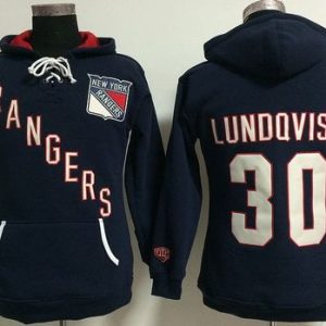 Fantastic New York Rangers #30 Henrik Lundqvist Navy Blue Women's Old Time Heidi NHL Hoodie a must - have for collectors