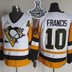 Unique Penguins #10 Ron Francis White/Black CCM Throwback 2017 Stanley Cup Finals Champions Stitched NHL Jersey to complete your fan gear collection