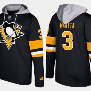 Amazing Penguins #3 Olli Maatta Black Name And Number Hoodie for die - hard hockey fans