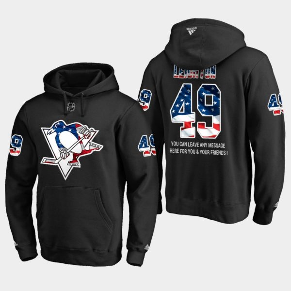 Sleek Penguins #49 Michael Leighton NHL Banner Wave Usa Flag Black Hoodie to show your team spirit