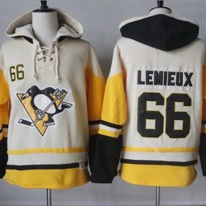 Unique Penguins #66 Mario Lemieux Cream/Gold Sawyer Hooded Sweatshirt Stitched NHL Jersey for ultimate sports enthusiasts