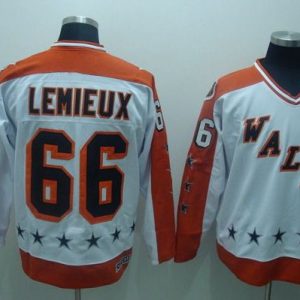 Amazing Penguins #66 Mario Lemieux Stitched White CCM All Star NHL Jersey perfect for game days