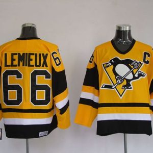 Stunning Penguins #66 Mario Lemieux Stitched Yellow Mitchell&Ness NHL Jersey for ultimate sports enthusiasts
