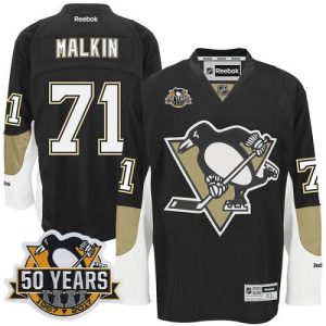 Fantastic Penguins #71 Evgeni Malkin Black 50th Anniversary Stitched NHL Jersey to show your team spirit