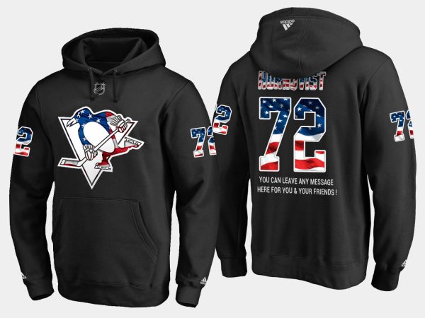 Fantastic Penguins #72 Patric Hornqvist NHL Banner Wave Usa Flag Black Hoodie to complete your fan gear collection