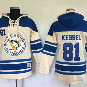 Fantastic Penguins #81 Phil Kessel Cream Sawyer Hooded Sweatshirt Stitched NHL Jersey for die - hard hockey fans