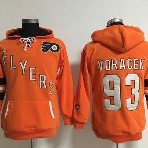 Gorgeous Philadelphia Flyers #93 Jakub Voracek Orange Women's Old Time Heidi NHL Hoodie perfect for game days