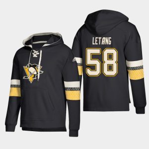 Fantastic Pittsburgh Penguins #58 Kris Letang Black adidas Lace Up Pullover Hoodie to show your team spirit