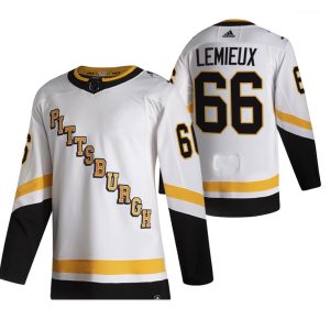 Sleek Pittsburgh Penguins #66 Mario Lemieux White Men's Adidas 2020 21 Reverse Retro Alternate NHL Jersey to complete your fan gear collection