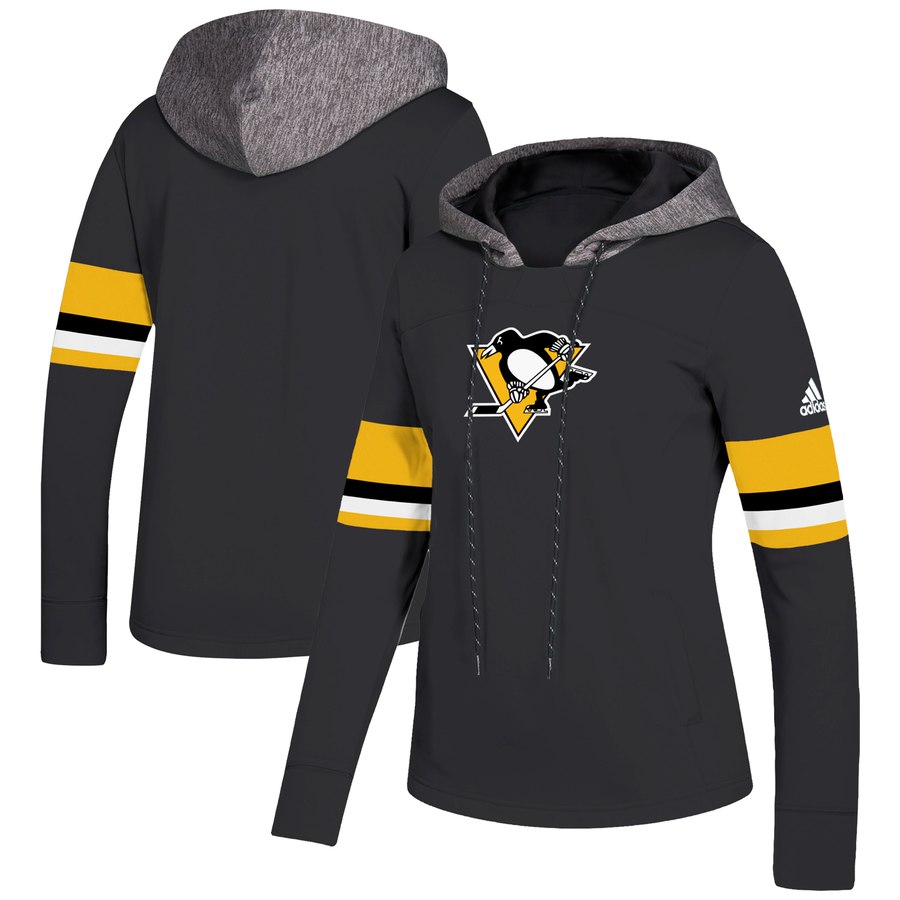 Sleek Pittsburgh Penguins adidas Women's Crewdie Pullover Hoodie Black to complete your fan gear collection