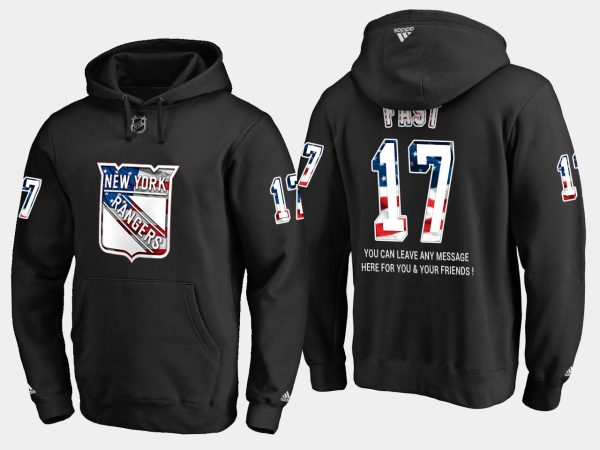 Fantastic Rangers #17 Jesper Fast NHL Banner Wave Usa Flag Black Hoodie to complete your fan gear collection