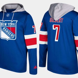 Impressive Rangers #7 Rod Gilbert Blue Name And Number Hoodie to stand out at the arena