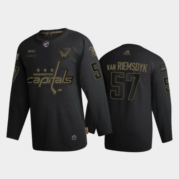 Impressive Washington Capitals #57 Trevor van Riemsdyk Adidas 2020 Veterans Day Authentic NHL Jersey Black perfect for game days