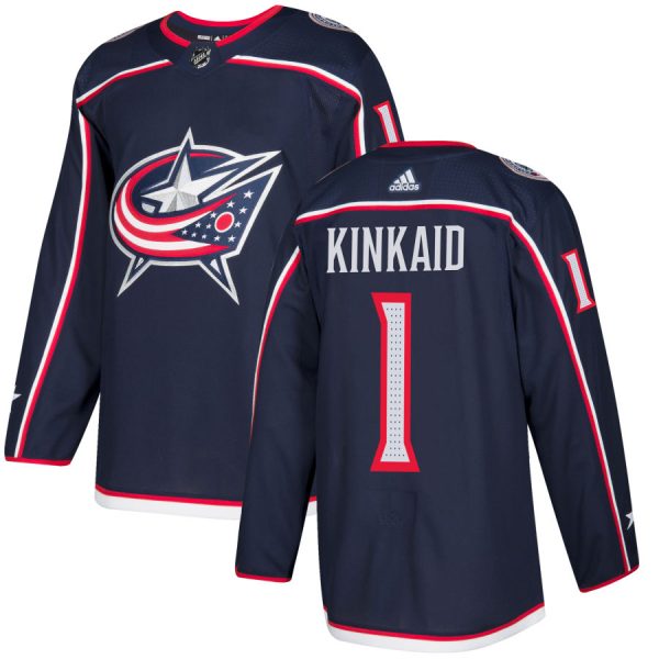 Sleek Adidas Blue Jackets #1 Keith Kinkaid Navy Blue Home Authentic Stitched NHL Jersey for die - hard hockey fans