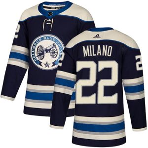 Gorgeous Adidas Blue Jackets #22 Sonny Milano Navy Blue Alternate Authentic Stitched NHL Jersey a must - have for collectors