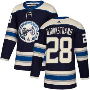 Unique Adidas Blue Jackets #28 Oliver Bjorkstrand Navy Blue Alternate Authentic Stitched NHL Jersey to complete your fan gear collection