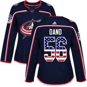 Stylish Adidas Blue Jackets #56 Marko Dano Navy Blue Home Authentic USA Flag Women's Stitched NHL Jersey for die - hard hockey fans