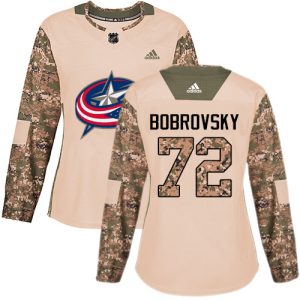 Fantastic Adidas Blue Jackets #72 Sergei Bobrovsky Camo Authentic 2017 Veterans Day Women's Stitched NHL Jersey to show your team spirit