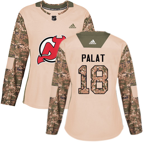 Stylish Adidas Devils #18 Ondrej Palat Camo Authentic 2017 Veterans Day Women's Stitched NHL Jersey to complete your fan gear collection