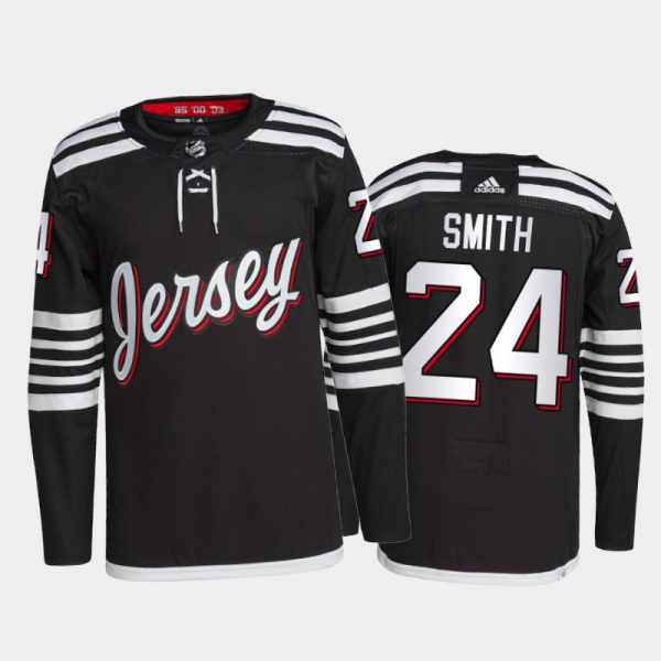 Gorgeous Adidas Devils #24 Ty Smith Men's 2021 22 Alternate Authentic NHL Jersey Black perfect for game days