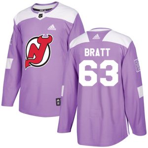 Impressive Adidas Devils #63 Jesper Bratt Purple Authentic Fights Cancer Stitched NHL Jersey perfect for game days