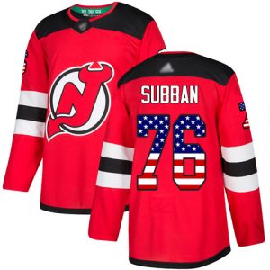 Impressive Adidas Devils #76 P.K. Subban Red Home Authentic USA Flag Stitched Youth NHL Jersey for ultimate sports enthusiasts