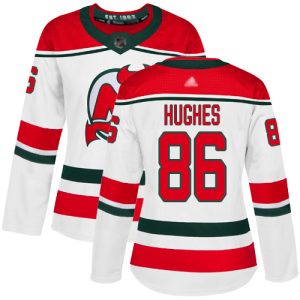 Stunning Adidas Devils #86 Jack Hughes White Alternate Authentic Women's Stitched NHL Jersey perfect for game days