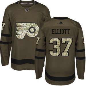 Stylish Adidas Flyers #37 Brian Elliott Green Salute to Service Stitched NHL Jersey perfect for game days