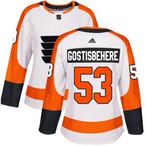 Fantastic Adidas Flyers #53 Shayne Gostisbehere White Road Authentic Women's Stitched NHL Jersey to complete your fan gear collection