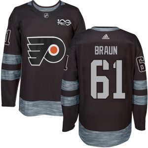Stylish Adidas Flyers #61 Justin Braun Black 1917 2017 100th Anniversary Stitched NHL Jersey perfect for game days