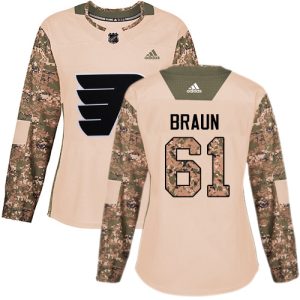 Fantastic Adidas Flyers #61 Justin Braun Camo Authentic 2017 Veterans Day Women's Stitched NHL Jersey to show your team spirit