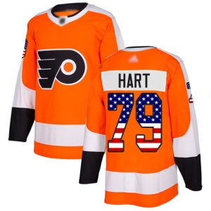 Sleek Adidas Flyers #79 Carter Hart Orange Home Authentic USA Flag Stitched NHL Jersey for ultimate sports enthusiasts