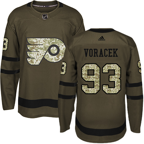 Amazing Adidas Flyers #93 Jakub Voracek Green Salute to Service Stitched NHL Jersey for die - hard hockey fans