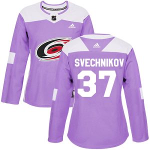 Gorgeous Adidas Hurricanes #37 Andrei Svechnikov Purple Authentic Fights Cancer Women's Stitched NHL Jersey a must - have for collectors