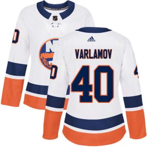 Stunning Adidas Islanders #40 Semyon Varlamov White Road Authentic Women's Stitched NHL Jersey to show your team spirit