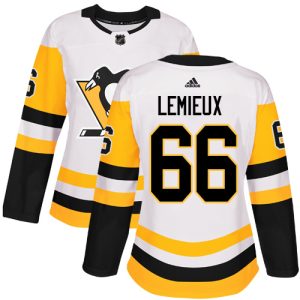 Amazing Adidas Penguins #66 Mario Lemieux White Road Authentic Women's Stitched NHL Jersey perfect for game days