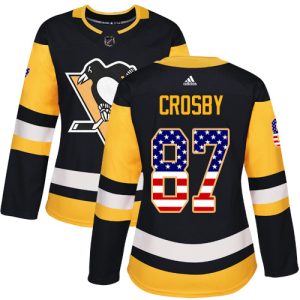 Unique Adidas Penguins #87 Sidney Crosby Black Home Authentic USA Flag Women's Stitched NHL Jersey for ultimate sports enthusiasts