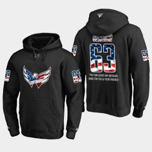 Stunning Capitals #63 Shane Gersich NHL Banner Wave Usa Flag Black Hoodie to stand out at the arena