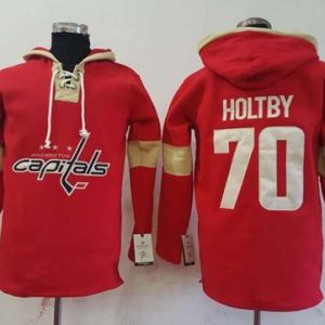 Stunning Capitals #70 Braden Holtby Red Pullover Hoodie Stitched NHL Jersey perfect for game days