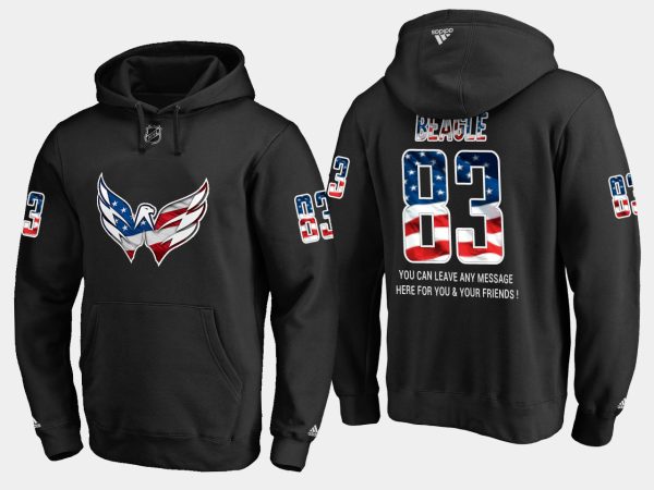 Impressive Capitals #83 Jay Beagle NHL Banner Wave Usa Flag Black Hoodie perfect for game days